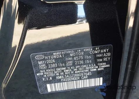 2024 Hyundai Sonata Hybrid Limited из США, поврежденный, VIN KMHL54JJ1RA097645